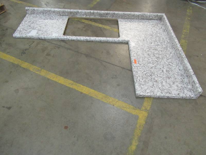 lot 69 image: Laminate Kitchen Counter Top 89 X 61 12 X 25 SInk Hole Measures Approximately 32 12 X 21 12 with 3 12 Backsplash.