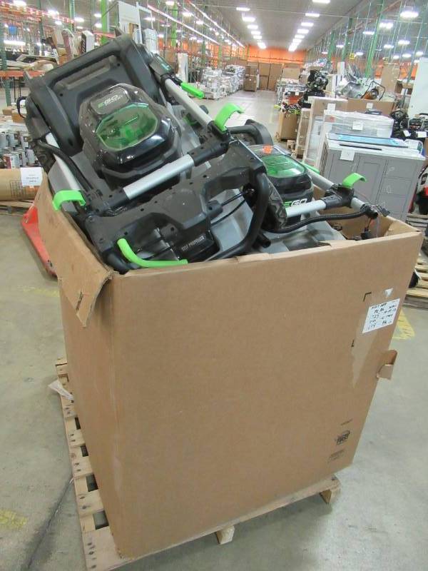 lot 3 image: WHOLESALE MIXED PALLET OF RETURNS - OUTDOOR ELECTRIC POWER, LM2100SP EGO MOWERS