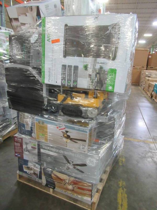 lot 9 image: WHOLESALE MIXED PALLET OF RETURNS - TOOLS, CEILING FANS, SMALL HOUSEWARES AND MORE