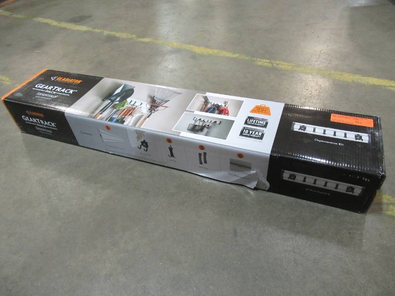 lot 92 image: Gladiator 32 in. L GearTrack Garage Track Storage System with 6-Hooks, GAGP32GAEY