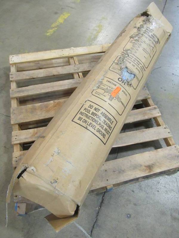 lot 130 image: Metal Pool With Inserts, Brown Inside, White Outside. 52Tall, LengthDia Unknown. Wall and Inserts Only.