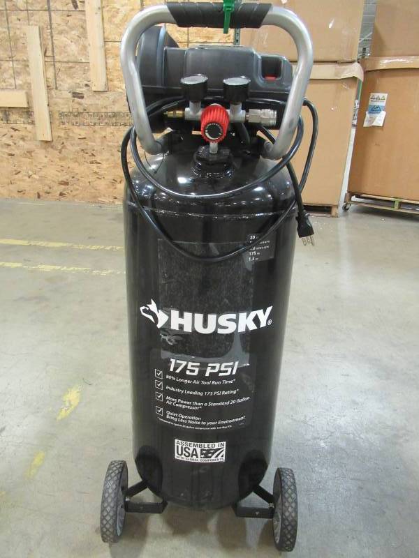 lot 165 image: Husky 20 Gal. 175 PSI Quiet Portable Air Compressor, C201H - Motor Runs Soft. - FOR PARTSRESTORE