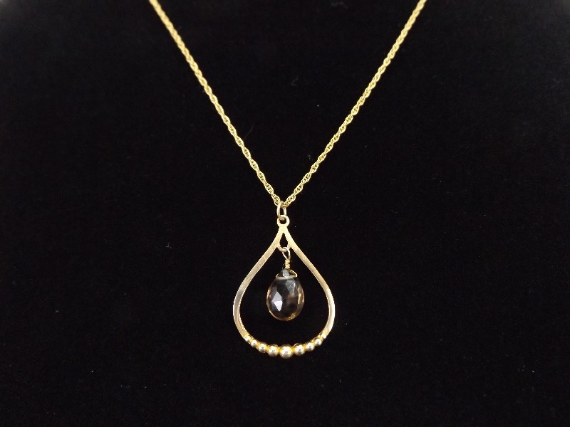.925 Sterling Silver Pear Cut Amethyst Crystal Vermeil Pendant Necklace