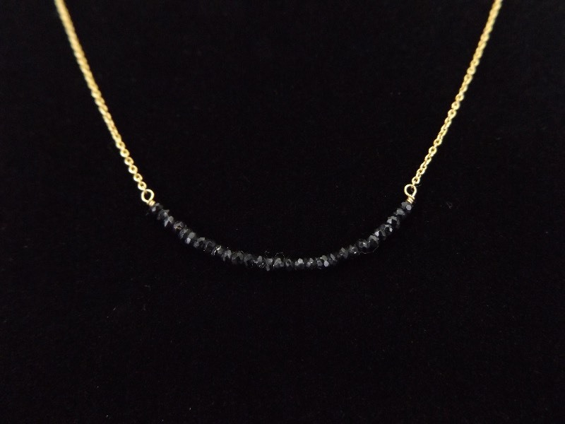 .925 Sterling Silver Black Onyx Bead Necklace