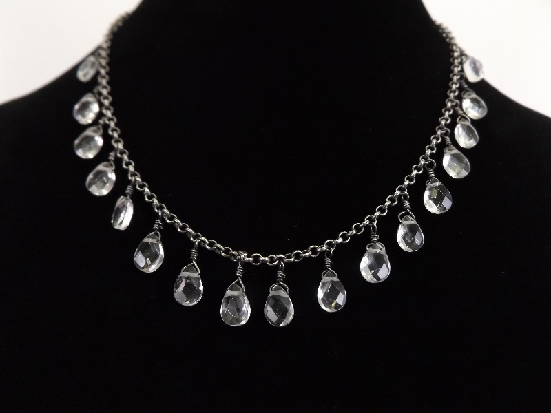 .925 Sterling Silver Silpada Pear Cut Crystal Necklace