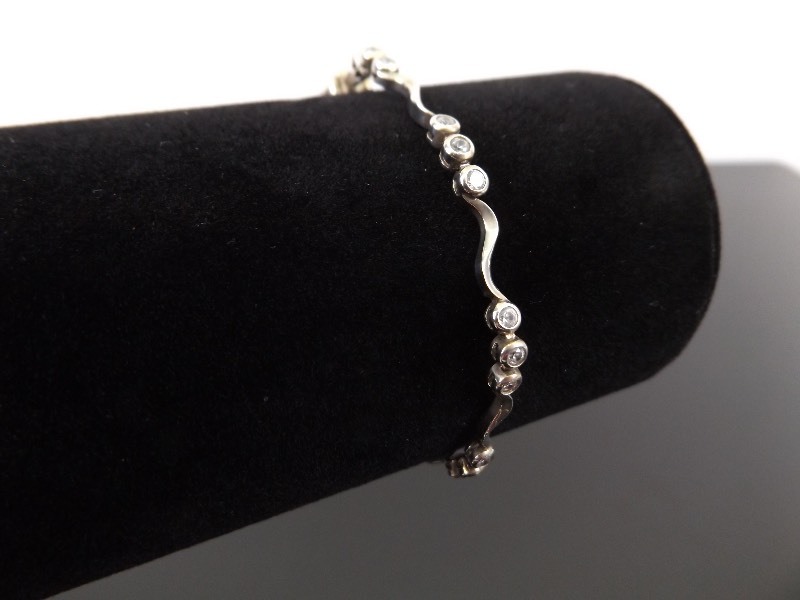 .925 Sterling Silver Crystal Tennis Bracelet