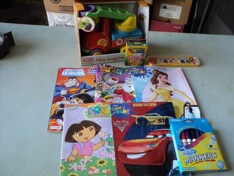 lot 104 image: Fire Engine, Coloring Books, Paints...