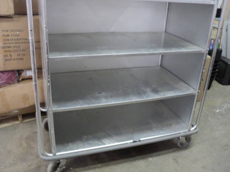 lot 15 image: Aluminum Shelving Unit on Wheels- 4...
