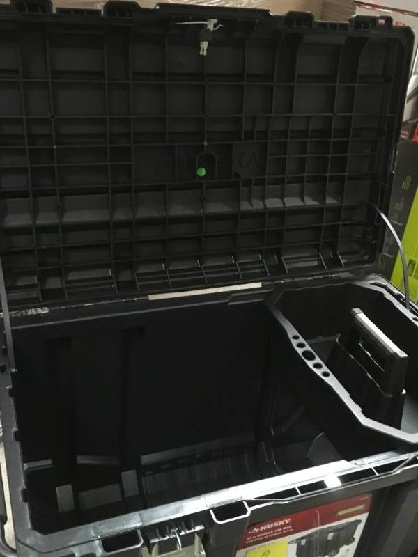 lot 8 image: Husky 37 in. Mobile Job Box Utility Cart Black in good  condition