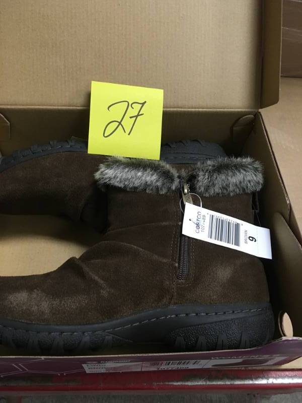 lot 27 image: Khombu Womens Lindsey Memory Foam Boots Brown Size 9 not used