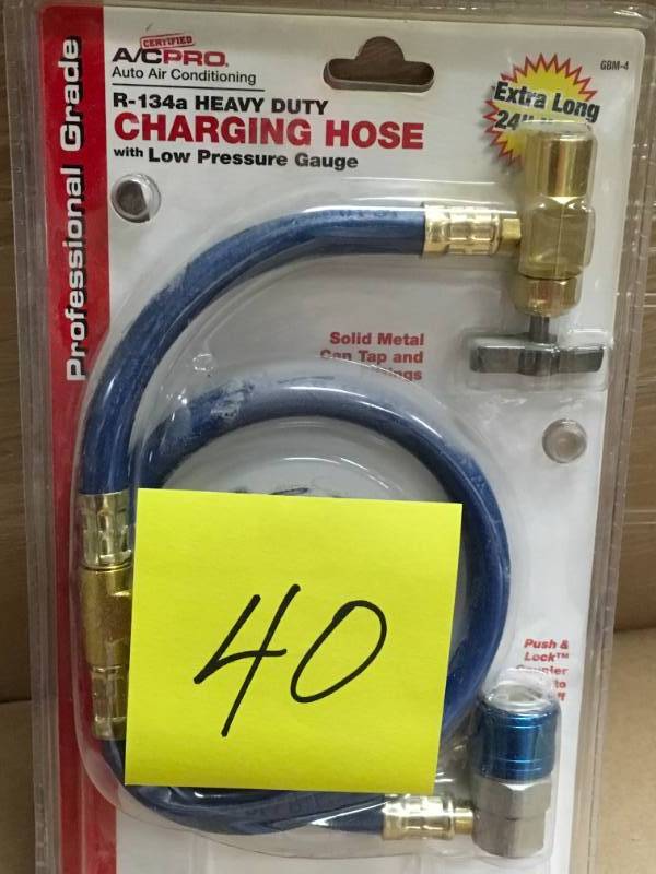 lot 40 image: AC Pro 24 in. R-134 Heavy Duty Charging Hose with Low Pressure Gauge