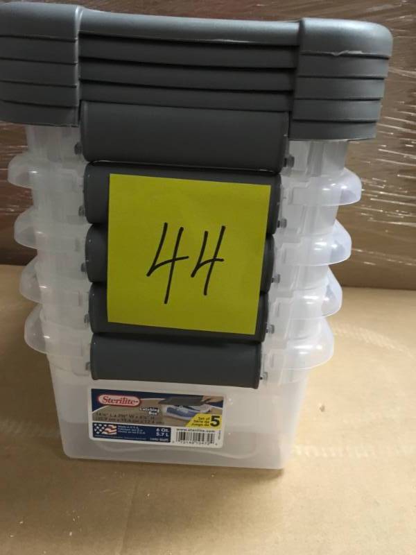 lot 44 image: Sterilite 6-Qt. Latching Box (Set of 5) not used