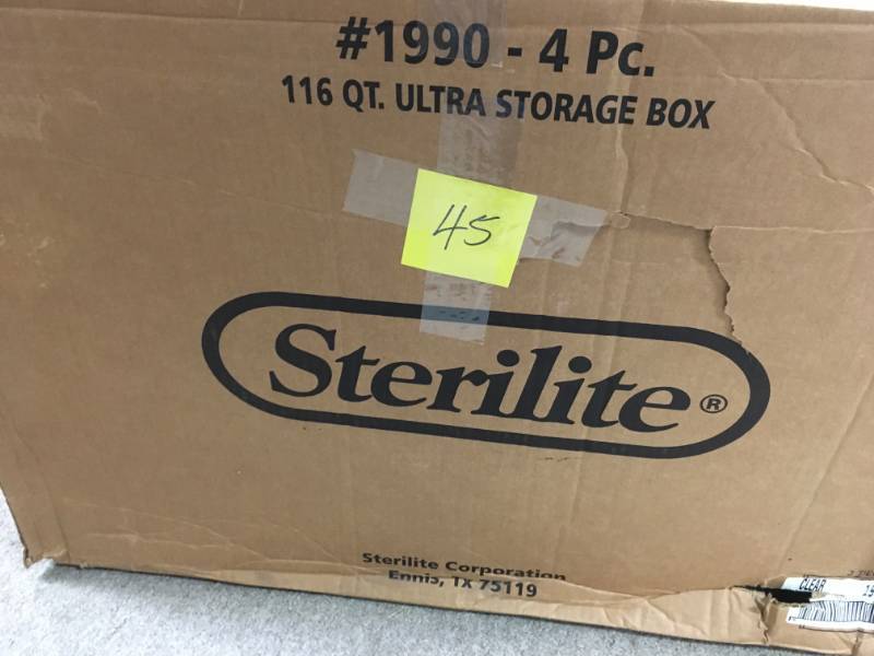 lot 45 image: Sterilite 116 Qt. Ultra Storage Box 4 PCS not used