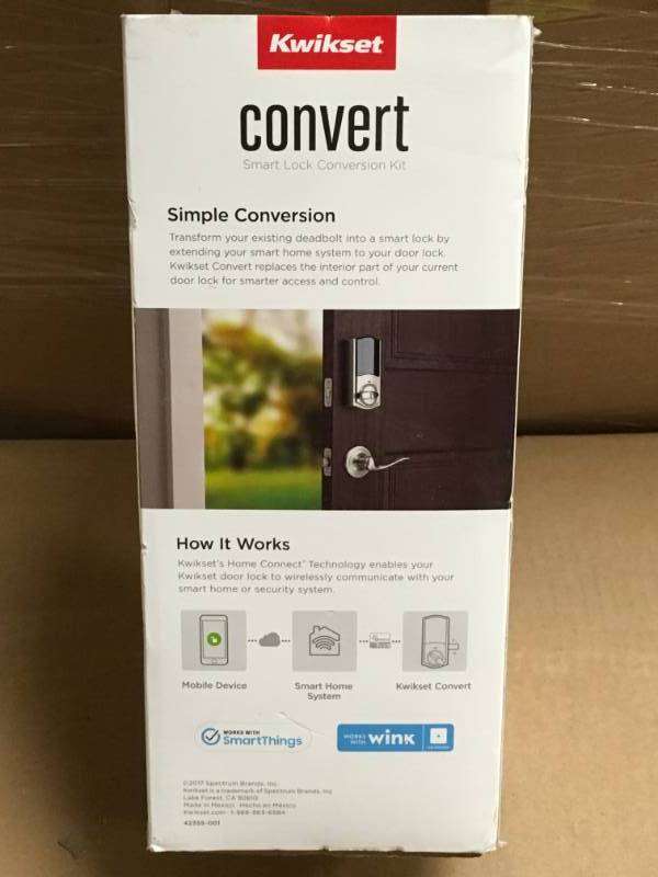 lot 55 image: Kwikset Convert Smart Lock Satin Nickel Conversion Kit featuring Z-Wave Technology not used