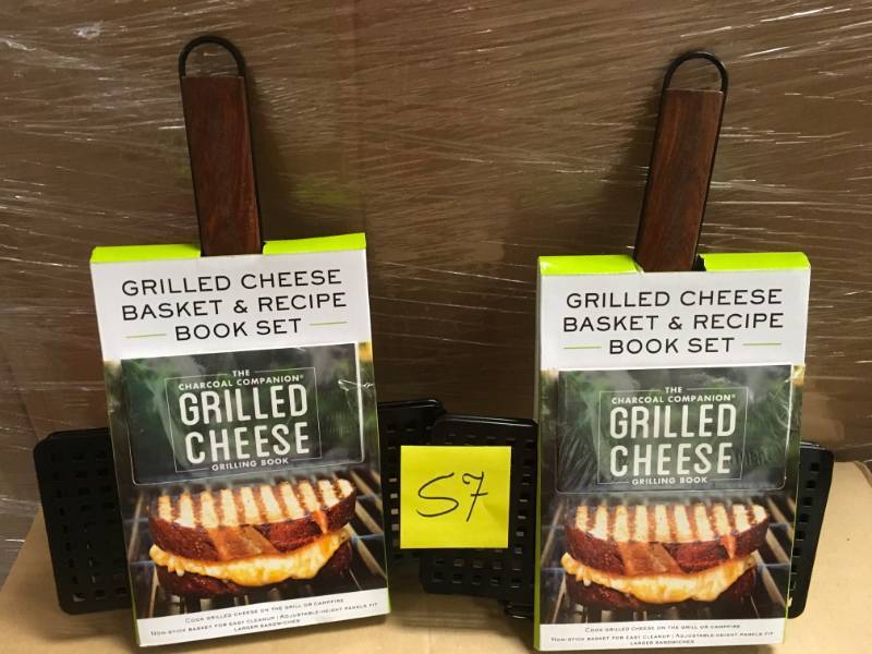 lot 57 image: Charcoal Companion Grilled Cheese Basket & Recipe Book Set QTY 2 not used
