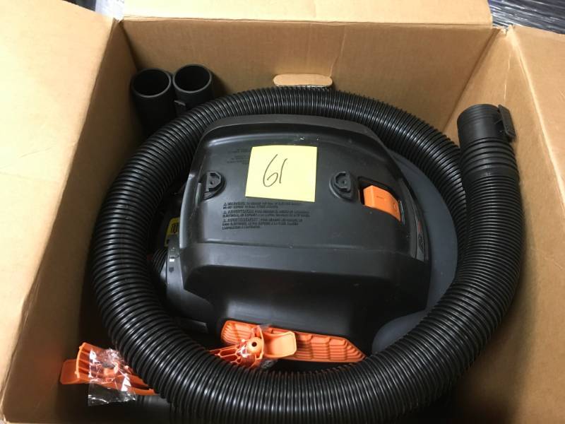 lot 61 image: RIDGID 16 Gal. 6.5 HP NXT Wet Dry Vac with Cart in good working condition