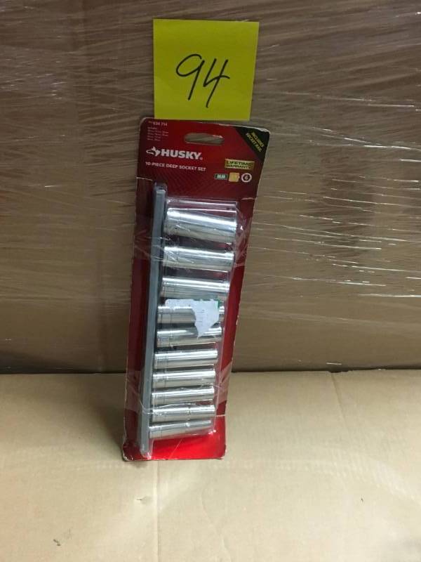 lot 94 image: Husky 38 in. Drive Deep Metric Socket Set (10-Piece) in good working condition