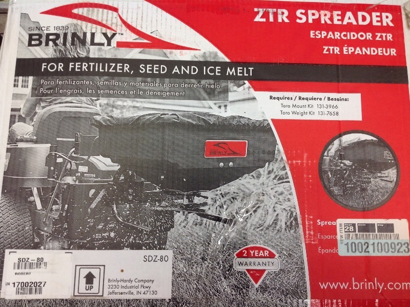 lot 102 image: Brinly-Hardy Rear Mounted ZTR Spreader in good conditions