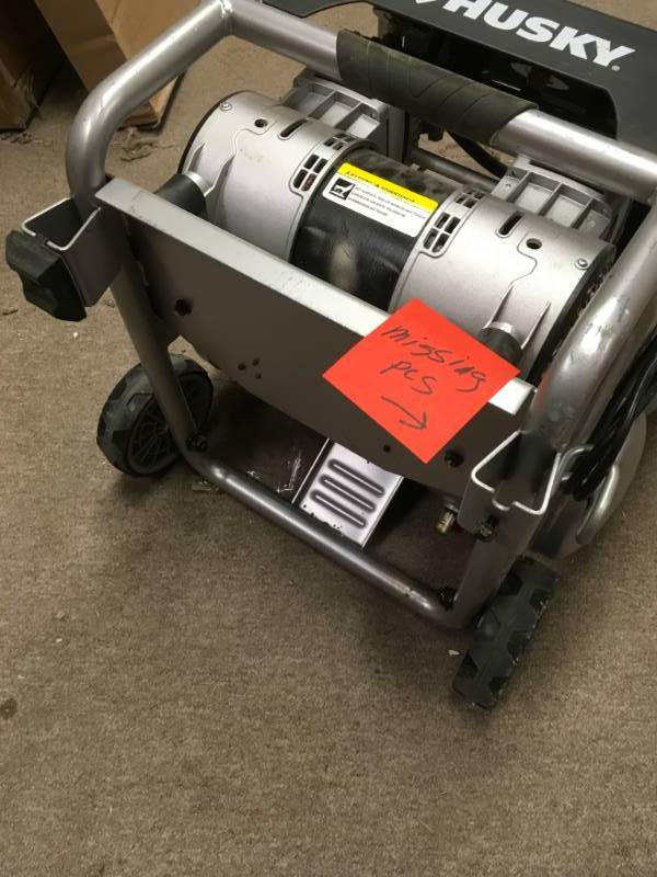 lot 49 image: Husky 4.5 Gal. Portable Electric-Powered Silent Air Compressor in good working condition