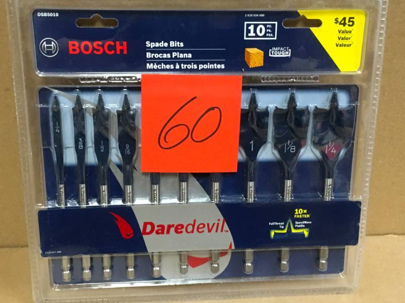 lot 60 image: Bosch Daredevil Standard Spade Bit Set (10-Piece)  not used
