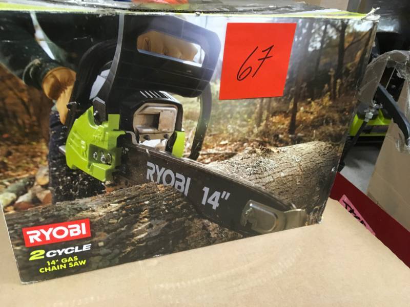 lot 67 image: RYOBI 14 in. 37cc 2-Cycle Gas Chainsaw  in good working condition