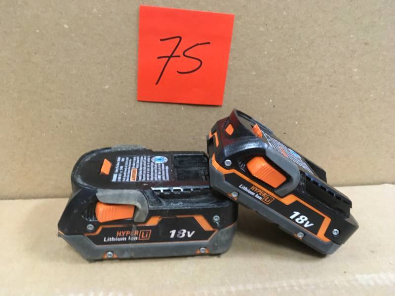 lot 75 image: RIDGID 18-Volt HYPER Lithium-Ion Battery Pack 2.0Ah (2-Pack)  in good working condition