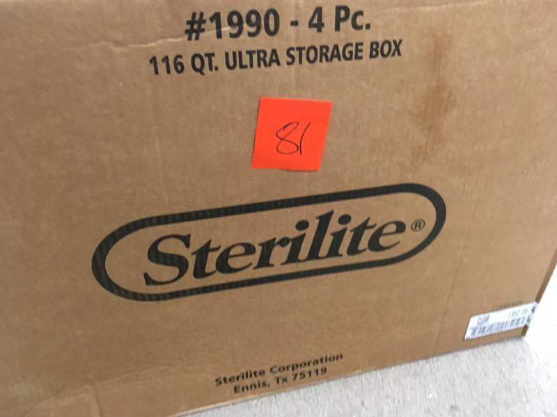 lot 81 image: Sterilite 116 Qt. Ultra Storage Box 4 PCS not used