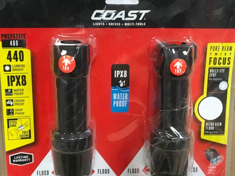 lot 87 image: Coast Polysteel 400 Heavy Duty 440 Lumens Waterproof LED Flashlight, 2-Pack not used