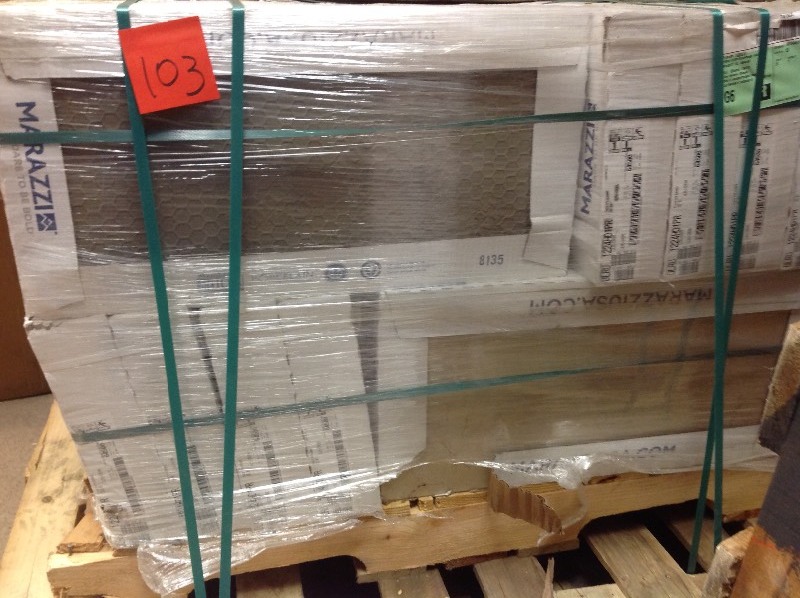 lot 103 image: Marazzi  VitaElegante Crema 12 in. x 24 in. Porcelain Floor and Wall Tile (15.6 sq. ft.  case)  20 cases in good conditions