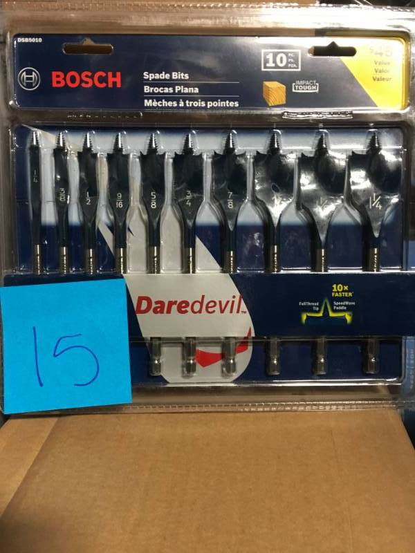 lot 15 image: Bosch Daredevil Standard Spade Bit Set (10-Piece) not used