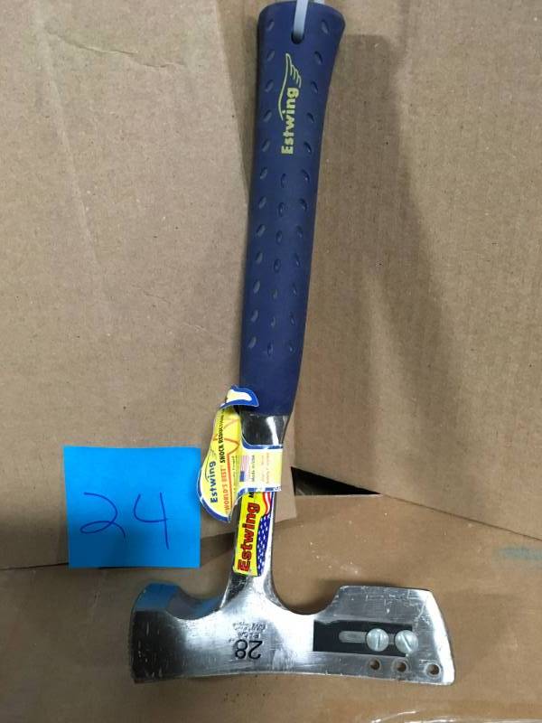 lot 24 image: Estwing 28 oz. Shinglers Hammer with Shock Reduction Grip in very good condition