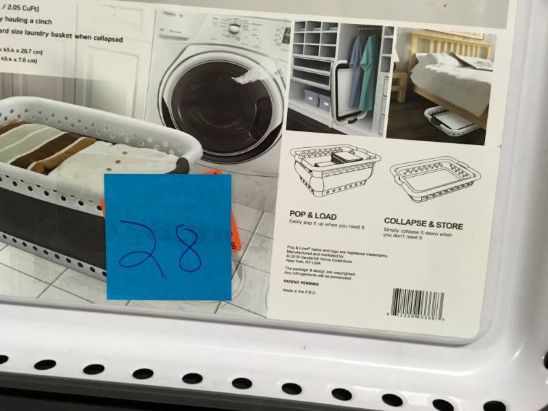 lot 28 image: Collapsible Space Saving Laundry Basket SMALL CRACK DAMAGE SEE PHOTO