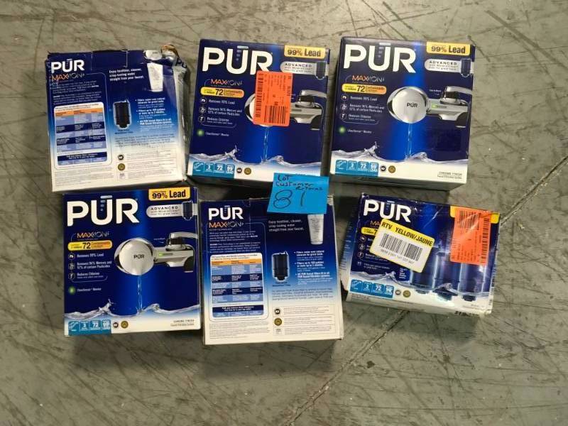 lot 81 image: LOT OF 6 PUR Chrome Horizontal Faucet Mount System CUSTOMER RETURNS