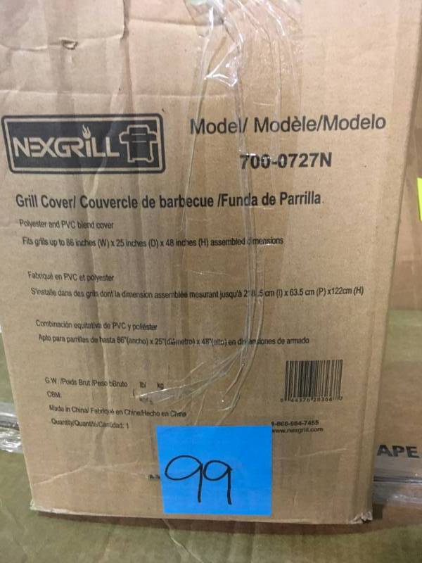 lot 99 image: Nexgrill 86 in. Grill Cover in very good condition