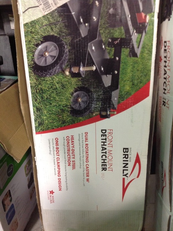 lot 104 image: Brinly-Hardy 48 in. Front Mount Dethatcher for ZTR Mowers in good conditions