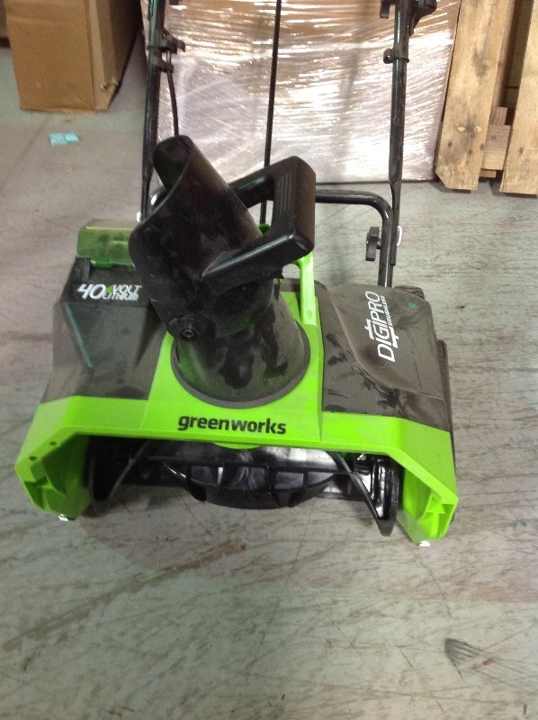 lot 107 image: Greenworks Digi-Pro GMAX 20 in. 40-Volt Cordless Electric Snow Blower tool only - Battery and Charger are not include in working conditions