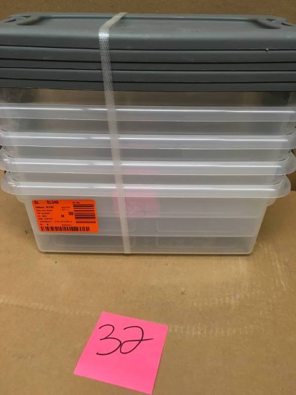 lot 32 image: Sterilite 6-Qt. Latching Box (Set of 5)  in very good condition
