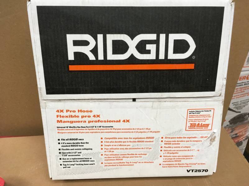 lot 41 image: RIDGID 1-78 in. x 10 ft. Professional Grade Vacuum Hose Kit for RIDGID Wet Dry Shop Vacuums MISSING ONE PC  in very good condition