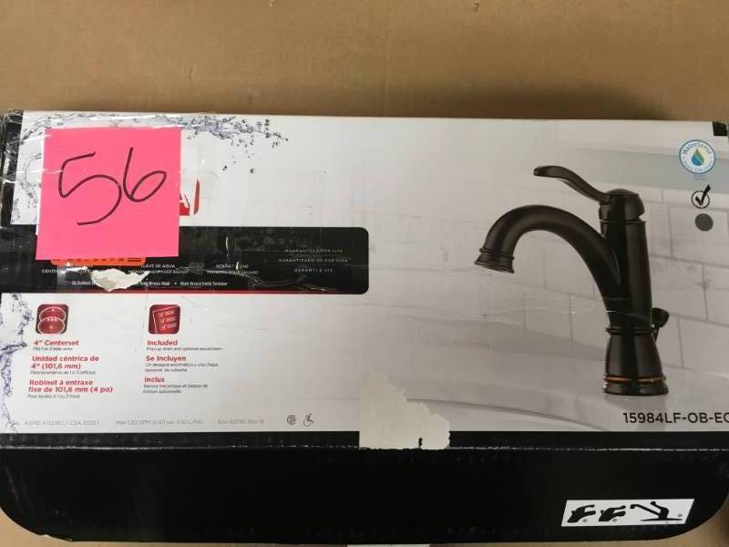 lot 56 image: Delta Porter 4 in. Centerset Single-Handle Bathroom Faucet in Brushed Nickel  in very good condition