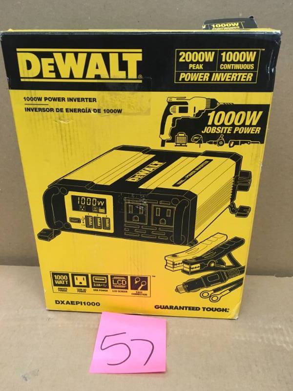 lot 57 image: DEWALT 1000-Watt Power Inverter  in very good condition