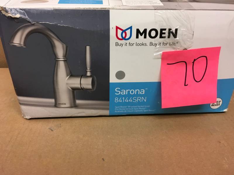 lot 70 image: MOEN Sarona 4 in. Centerset Single-Handle Bathroom Faucet in Spot Resist Brushed Nickel  in very good condition