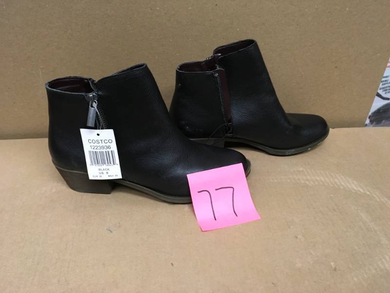 lot 77 image: Kensie Womens Ghita Leather Short Ankle Boots, Black - Size 8 not used