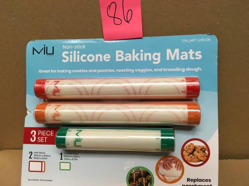 lot 86 image: MIU 3-piece Nonstick Silicone Baking Mats  in very good condition