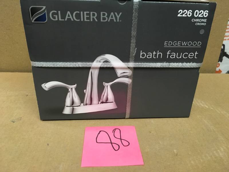 lot 88 image: Glacier Bay Edgewood 4 in. Centerset 2-Handle High-Arc Bathroom Faucet in Chrome  in very good condition