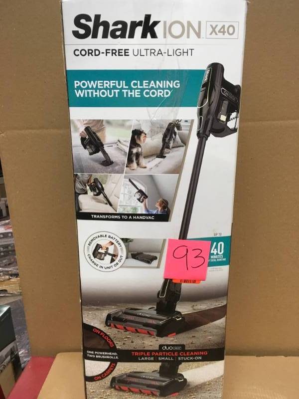 lot 93 image: Shark ION X40 Cordless Bagless Ultra-Light Stick Vacuum Cleaner  in very good condition