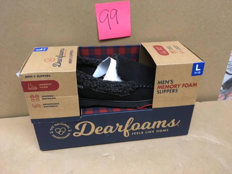 lot 99 image: Dearfoams Mens Microsuede Toe Slipper Berber Cuff Black Size Large 11-12 not used