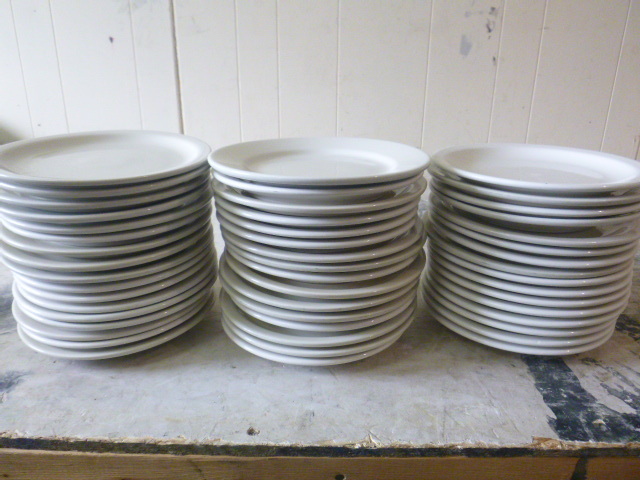 lot 13 image: 50 White Dinner Plates