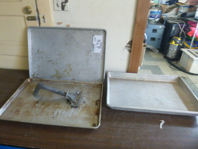 lot 54 image: Stainless Pans and Scraper