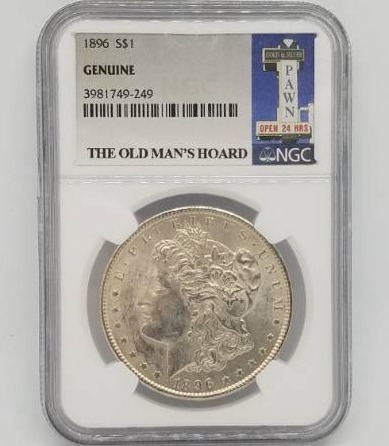 lot 2 image: NGC GENUINE MORGAN SILVER DOLLAR 1889 OLD MANS HOARD COIN PAWN STARS