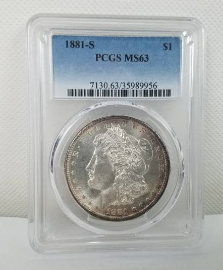 lot 9 image: 1881 S PCGS MS 63 Morgan Silver Dollar